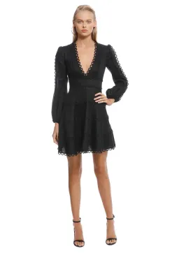 Zimmermann Heather Flounce Short Dress Noir Size 8 for rent on The Volte - image 1