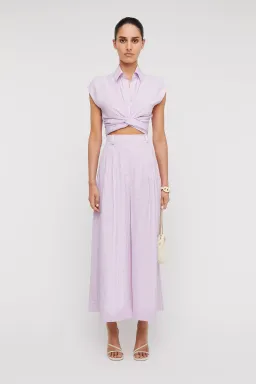 Scanlan Theodore Gingham Tie Front Shirt & Cropped Trouser Set Mauve Size AU 8 for rent on The Volte - image 1