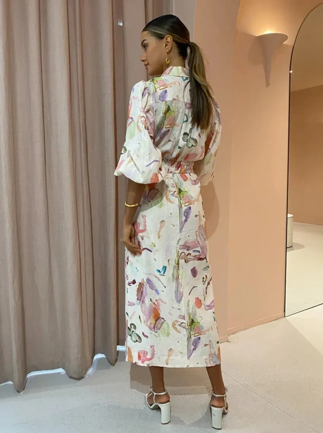 Alemais Annie Shirt Dress Print Cream Size AU 8 for rent on The Volte - main image