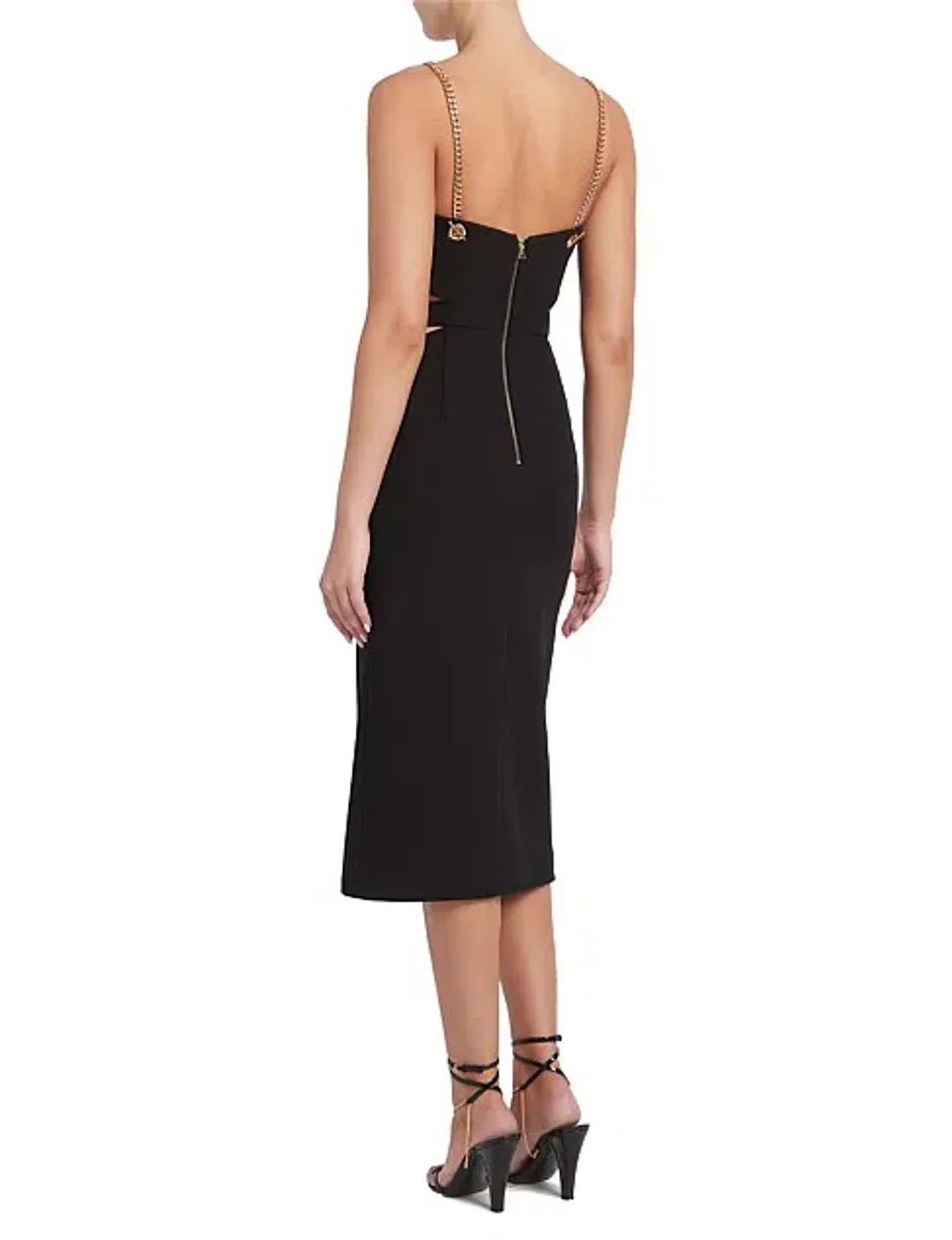 Rebecca Vallance Iman Cut Out Midi Dress Black Size AU 10  for rent on The Volte - main image