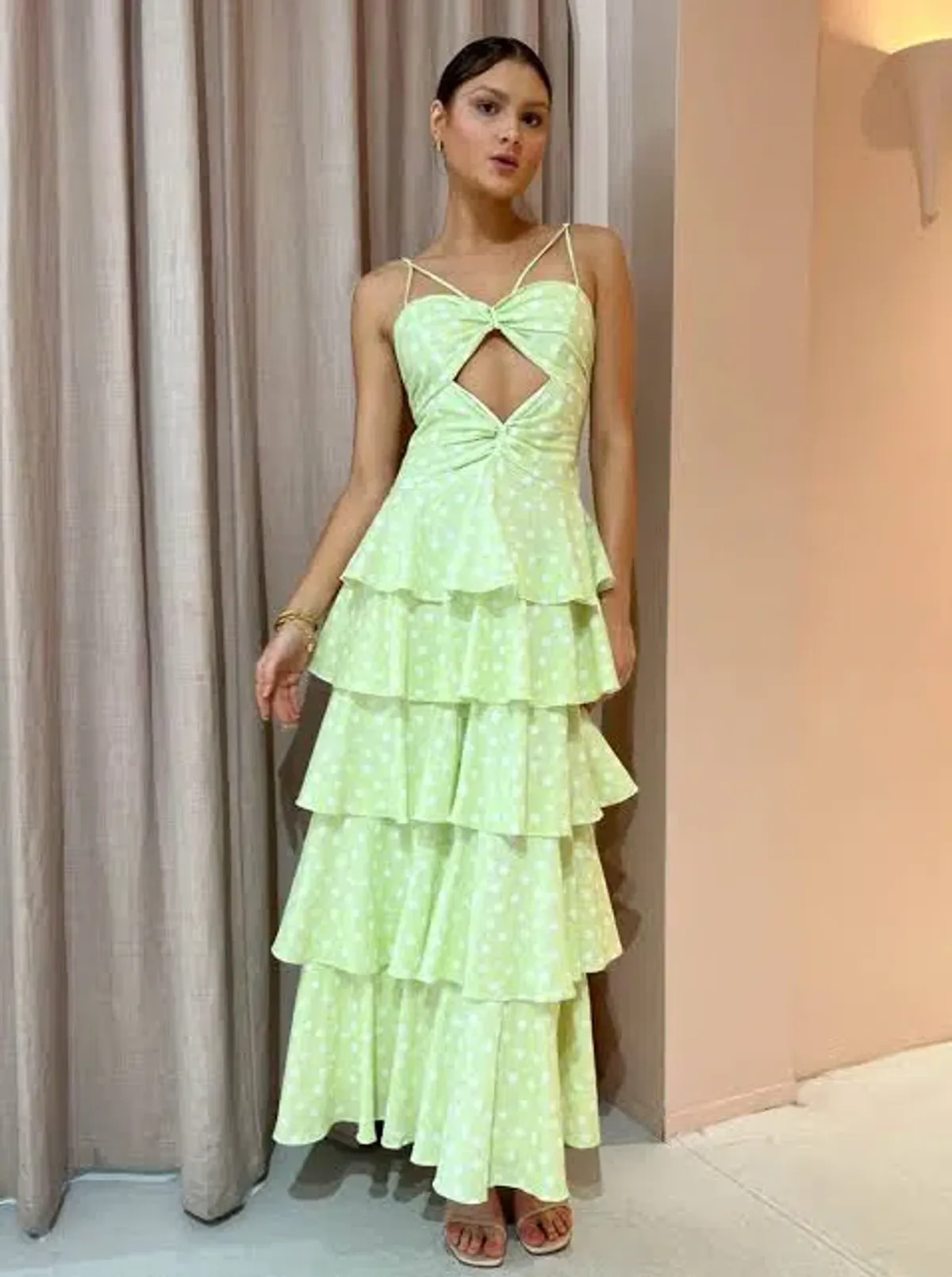 Issy Hope Floats Dress In Key Lime Dot Size AU 8 for rent on The Volte - main image