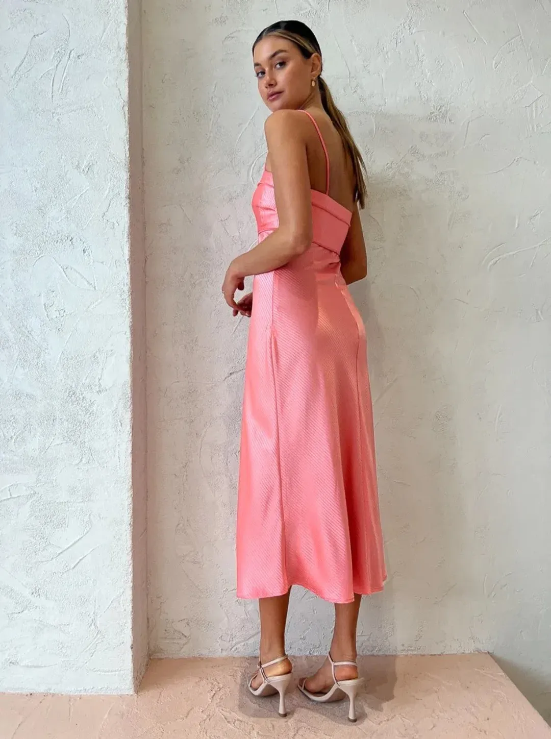 By Johnny Lisette Midi Dress in Watermelon Size 8 / S for rent on The Volte - main image