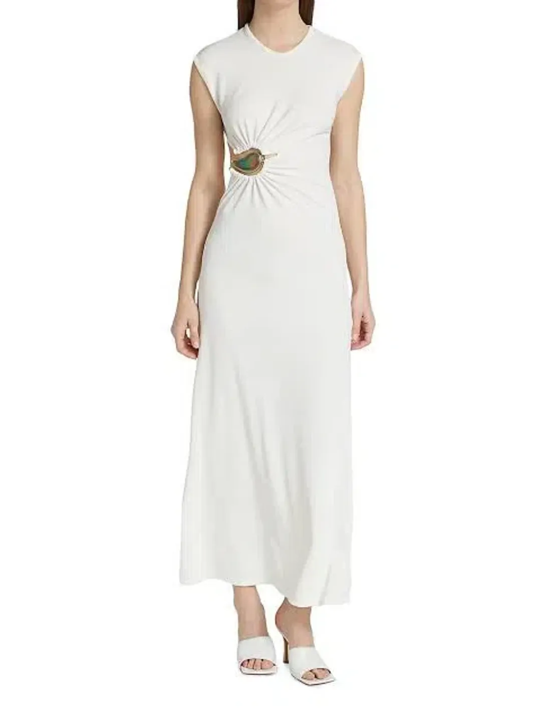 Christopher Esber Ruched Moodstone Tank Dress in White Size 8 / S for rent on The Volte - main image