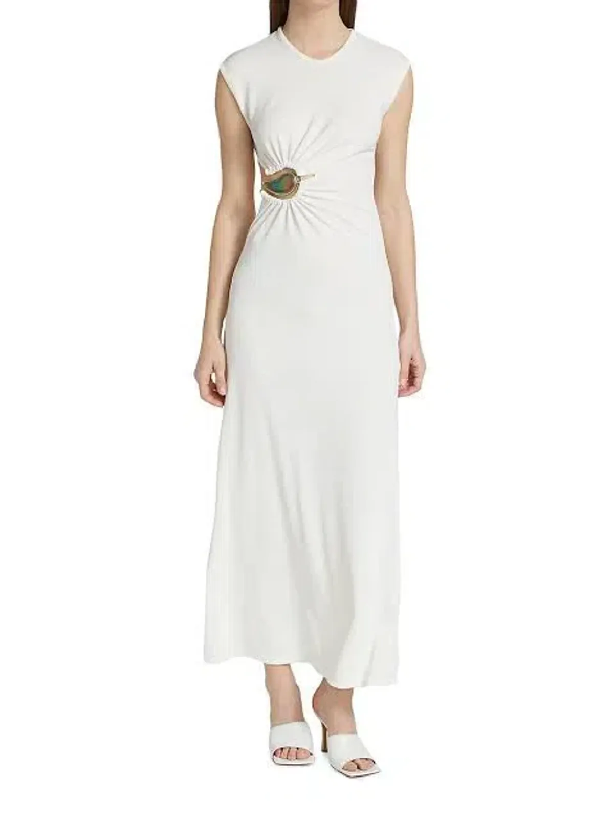 Christopher Esber Ruched Moodstone Tank Dress in White Size 8 / S for rent on The Volte - main image