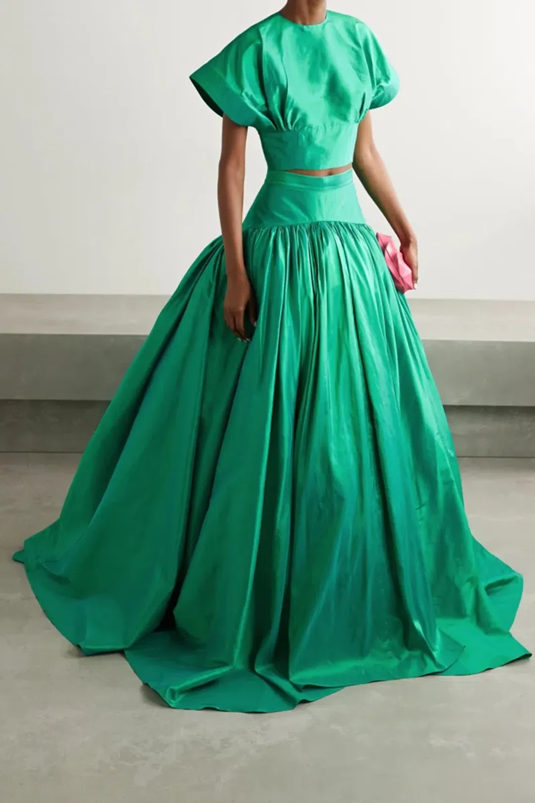 Christopher John Rogers Silk Taffeta Maxi Skirt Green Size 8 for rent on The Volte - main image