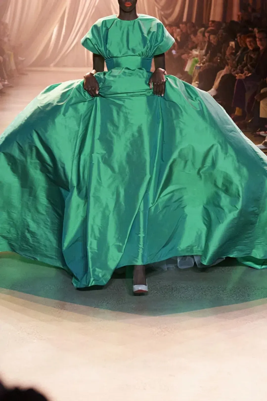 Christopher John Rogers Silk Taffeta Maxi Skirt Green Size 8 for rent on The Volte - main image