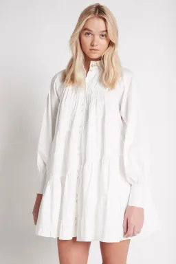 Aje Cascade Gathered Smock Mini Dress White Size 10 for rent on The Volte - image 2