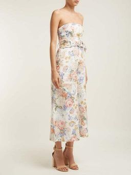 Zimmermann Strapless Bowie Jumpsuit Cream Floral Size 0 / AU 8 for rent on The Volte - image 2