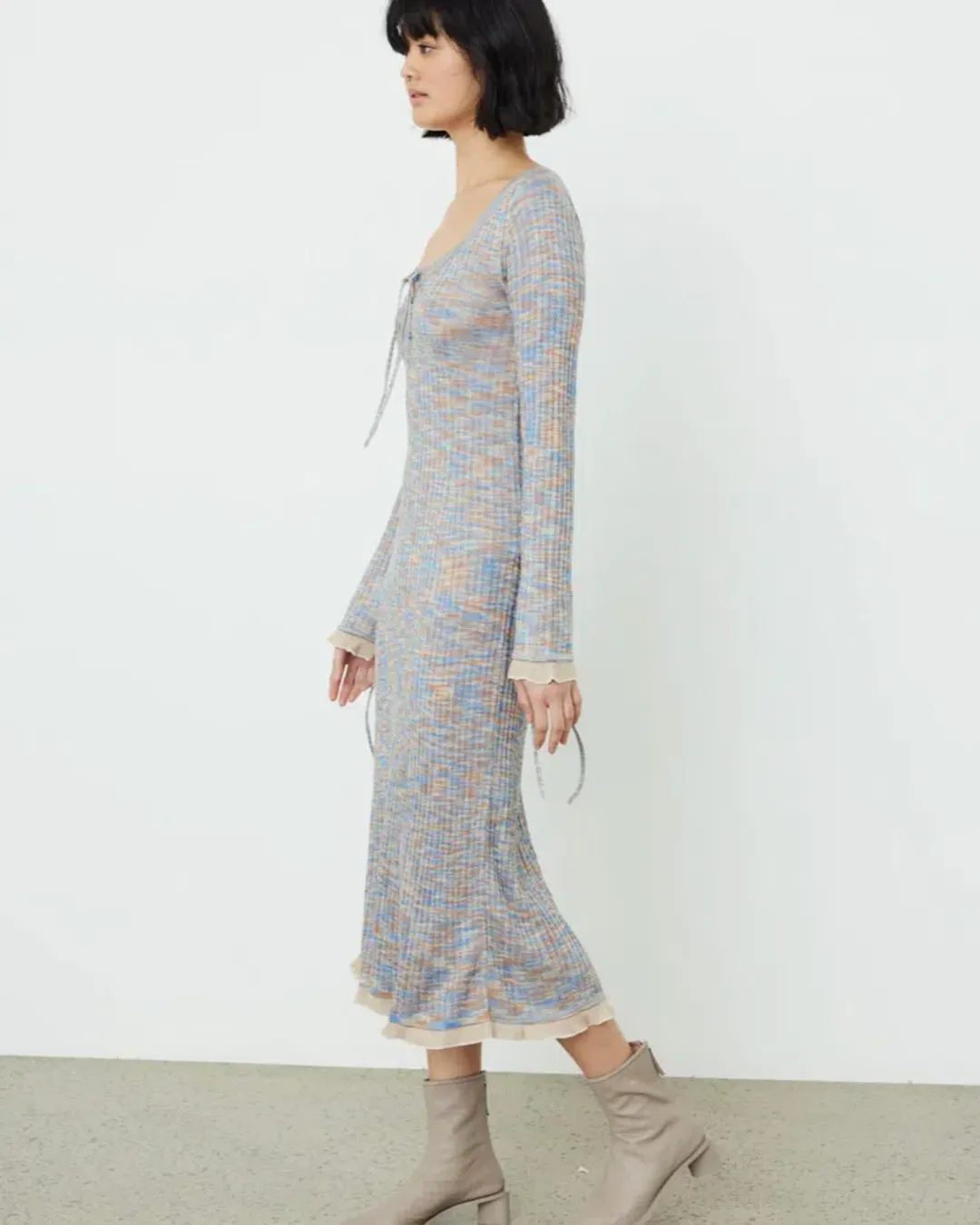 Acne Studios Kadley Cable Knit Midi Dress Grey Size XS / AU 6 for rent on The Volte - main image
