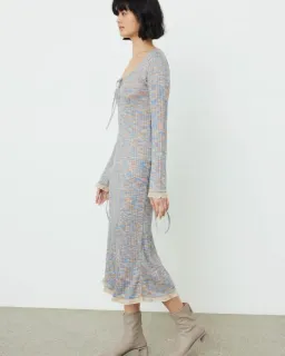 Acne Studios Kadley Cable Knit Midi Dress Grey Size XS / AU 6 for rent on The Volte - image 2