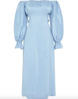 Aje Overture Blouson Midi Dress Off Shoulder Blue Size AU 4 for rent on The Volte - image 4