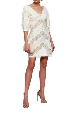 Zimmermann Painted Heart Chevron MIni Dress Ivory Size 6 for rent on The Volte - image 3