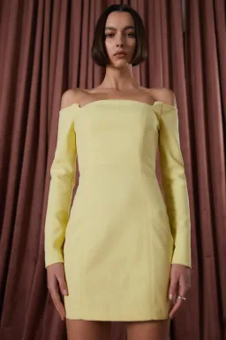 Misha Bonita Bonded Crepe Mini Yellow Size 8 for rent on The Volte - image 3