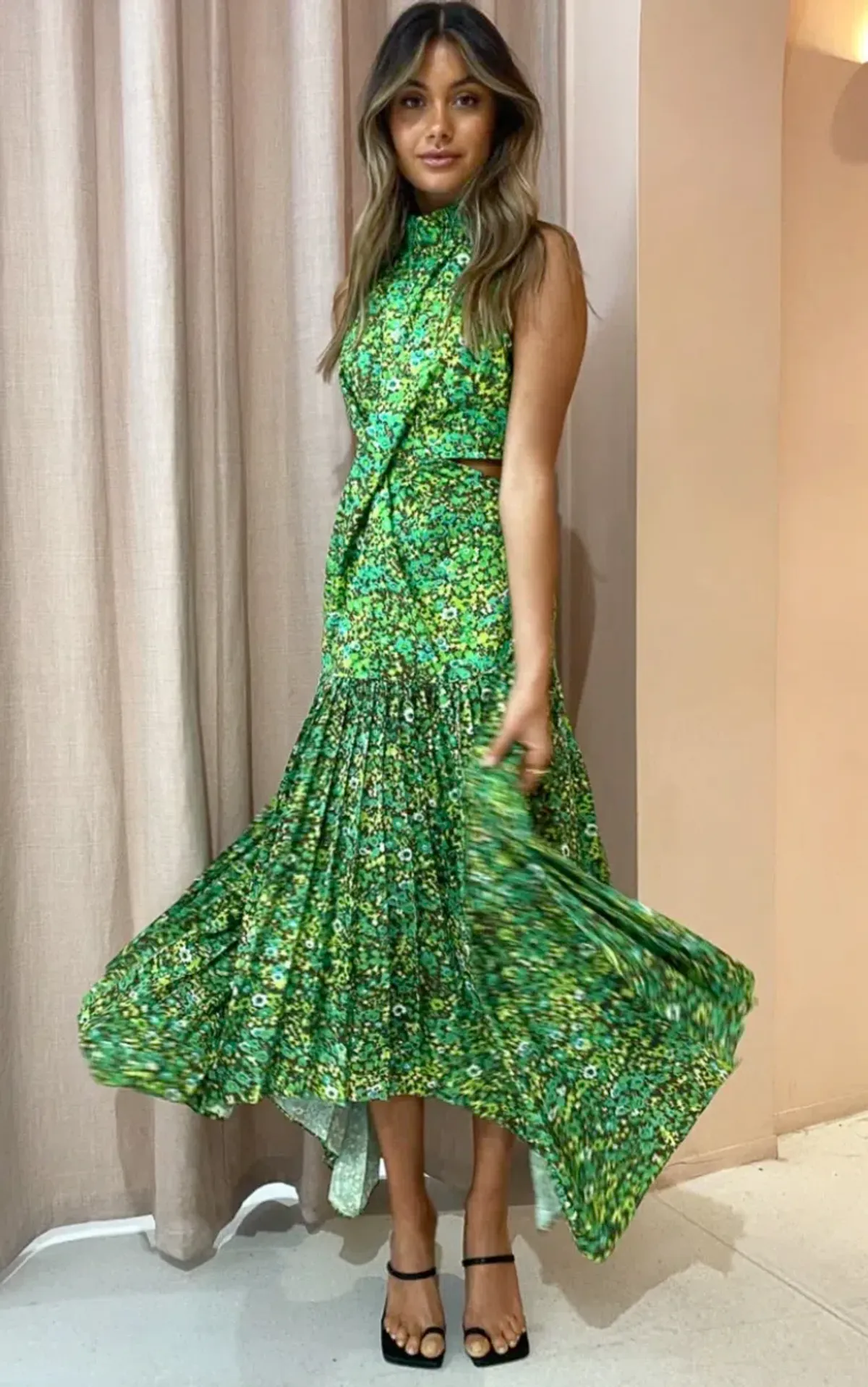 Alemais Phyllis Twist Dress Green Size AU 12 for rent on The Volte - main image