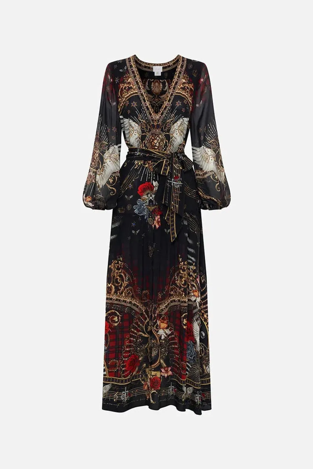 Camilla Robbie Williams 'Do I Entertain You" V Neck Belted Dress Print Size 14 for rent on The Volte - main image