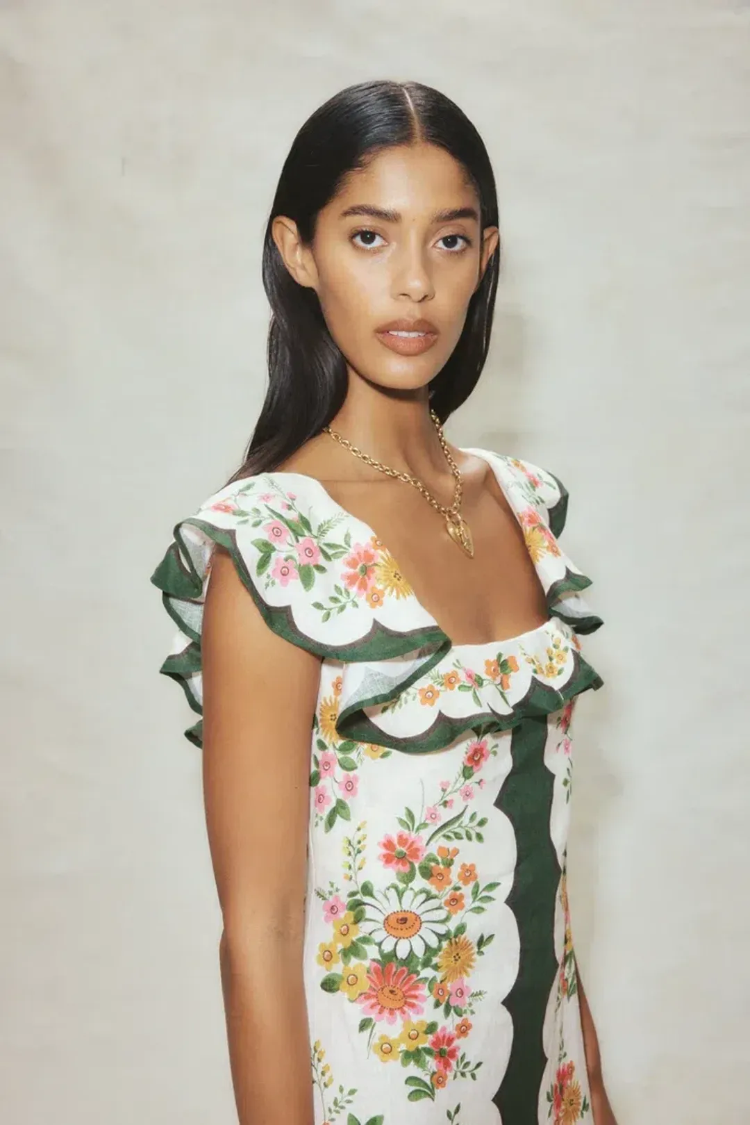 Alemais - Elisabetta Ruffle Midi Dress - Size 14 for rent on The Volte - main image