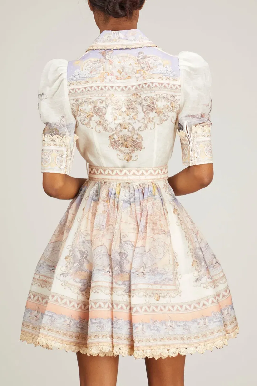 Zimmermann High Tide Mini Shirt Dress Odyssey Print Size 0 / Au 8 for rent on The Volte - main image