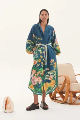 Alemais Lyla Linen Shirt Dress Floral Size 10 for rent on The Volte - image 1