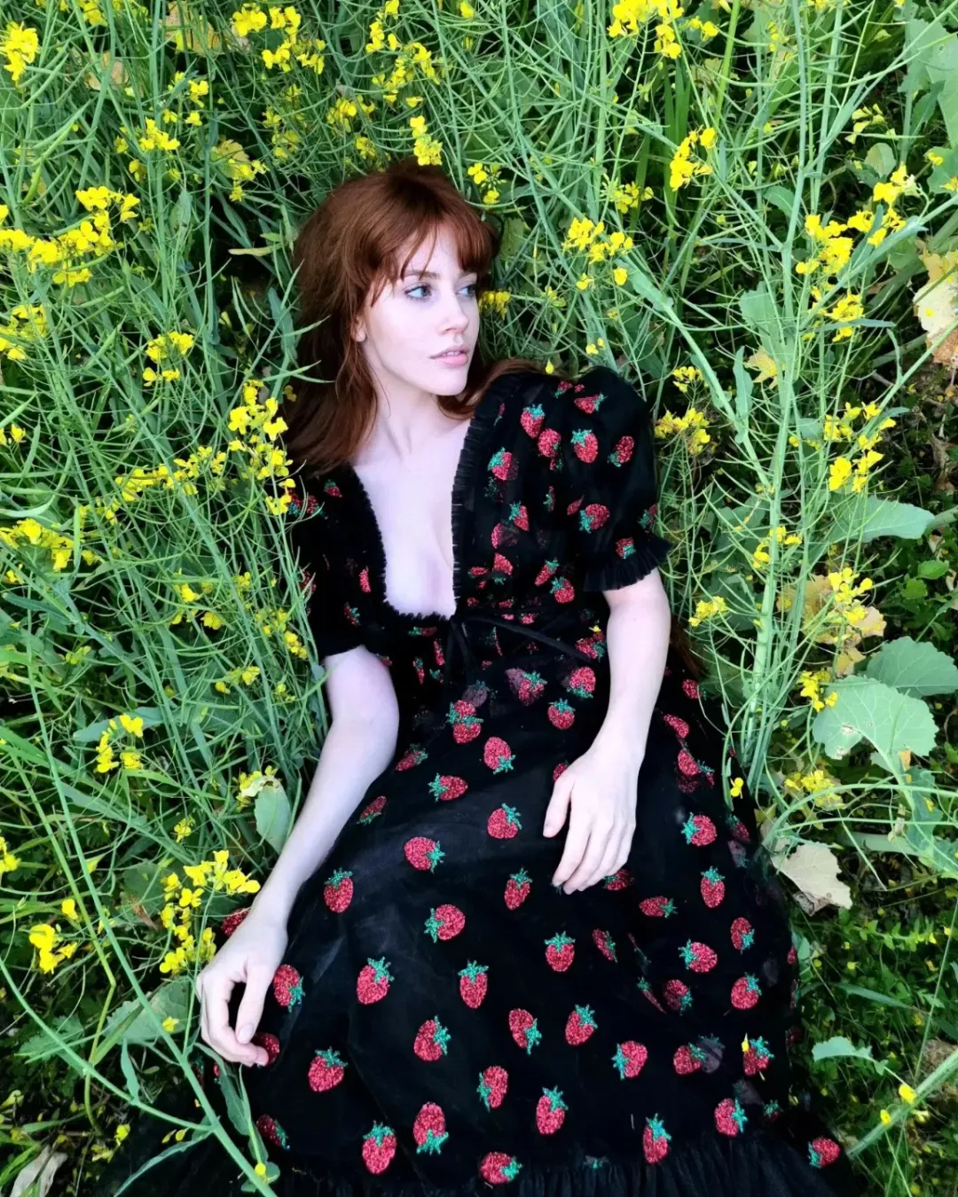 Lirika Matoshi Black Strawberry Midi Dress & Scarf Size Small/Au 8 for rent on The Volte - main image