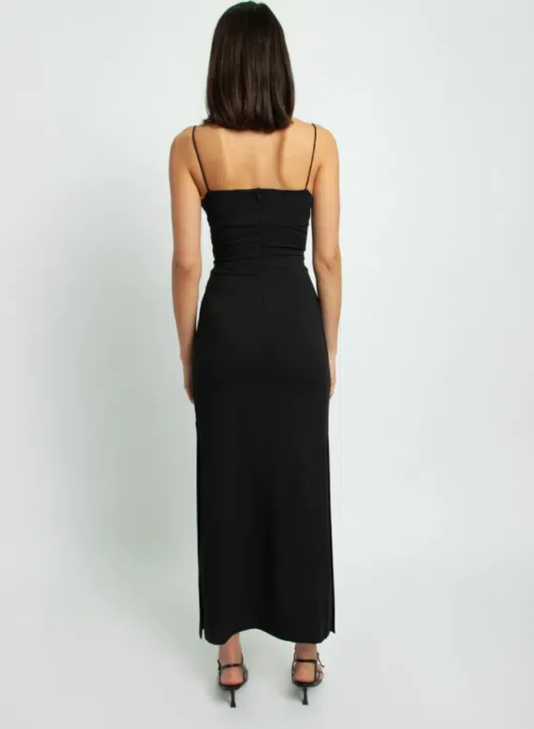 Christopher Esber Crossed Torso Wool Bra Dress Black Size 8 for rent on The Volte - main image