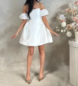 Siss Studio Strapless Bridal Mini Dress with Detachable Sleeves White Size 6 for rent on The Volte - image 1