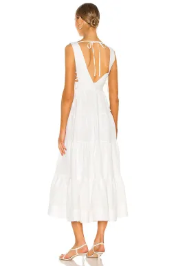 Shona Joy Blanca Lace Up Tiered Midi Dress Ivory Size 8  for rent on The Volte - image 3