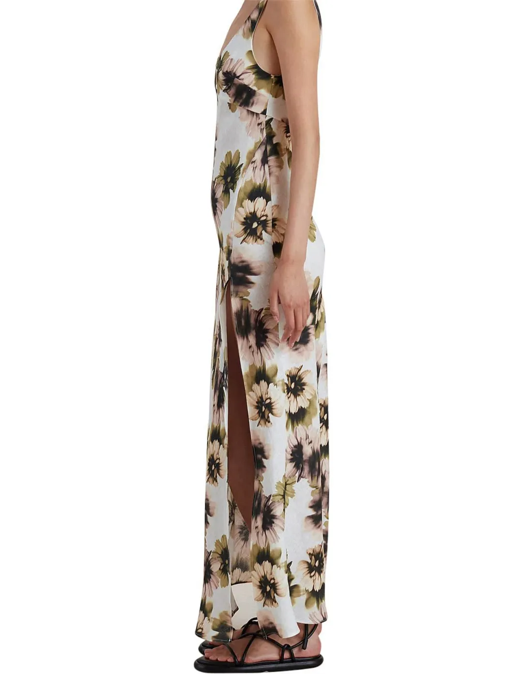 Bec & Bridge Bloom Bias Cut With High Split Linen Maxi Dress Floral Size 12 / L for rent on The Volte - main image