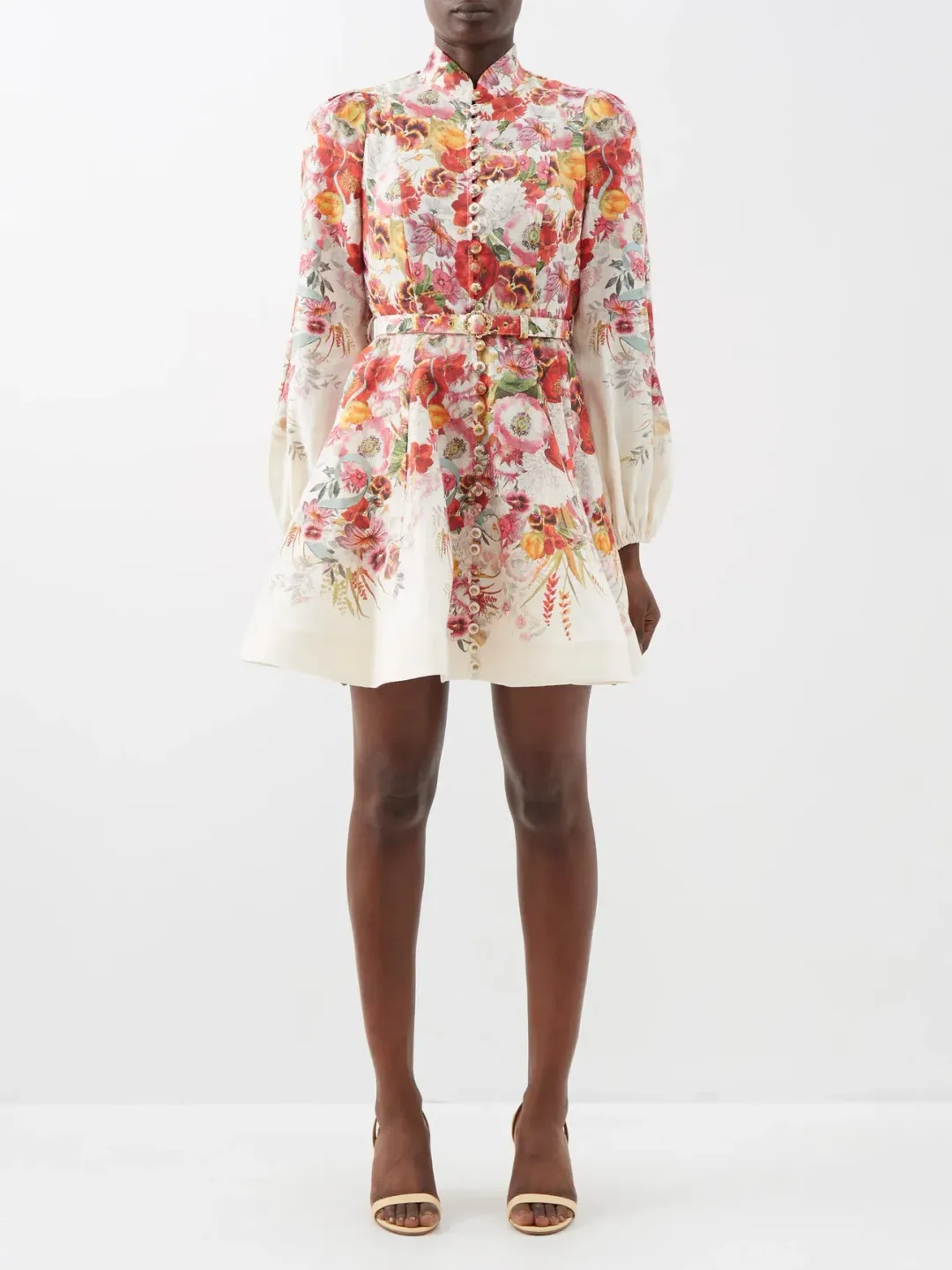 Zimmermann Wonderland Buttoned Mini Dress Floral Size 3 / Au 14 for rent on The Volte - main image