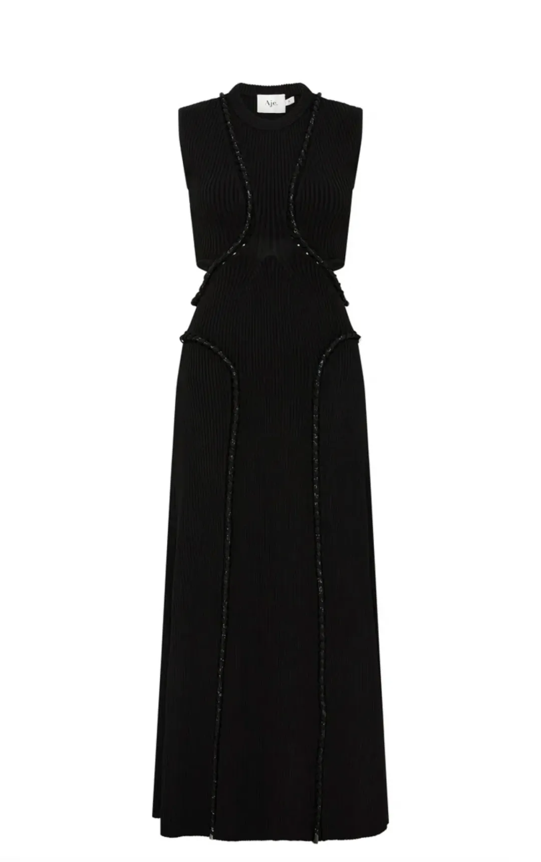 Aje Arp Cut Out Knit Midi Dress Black Size AU 12 for rent on The Volte - main image