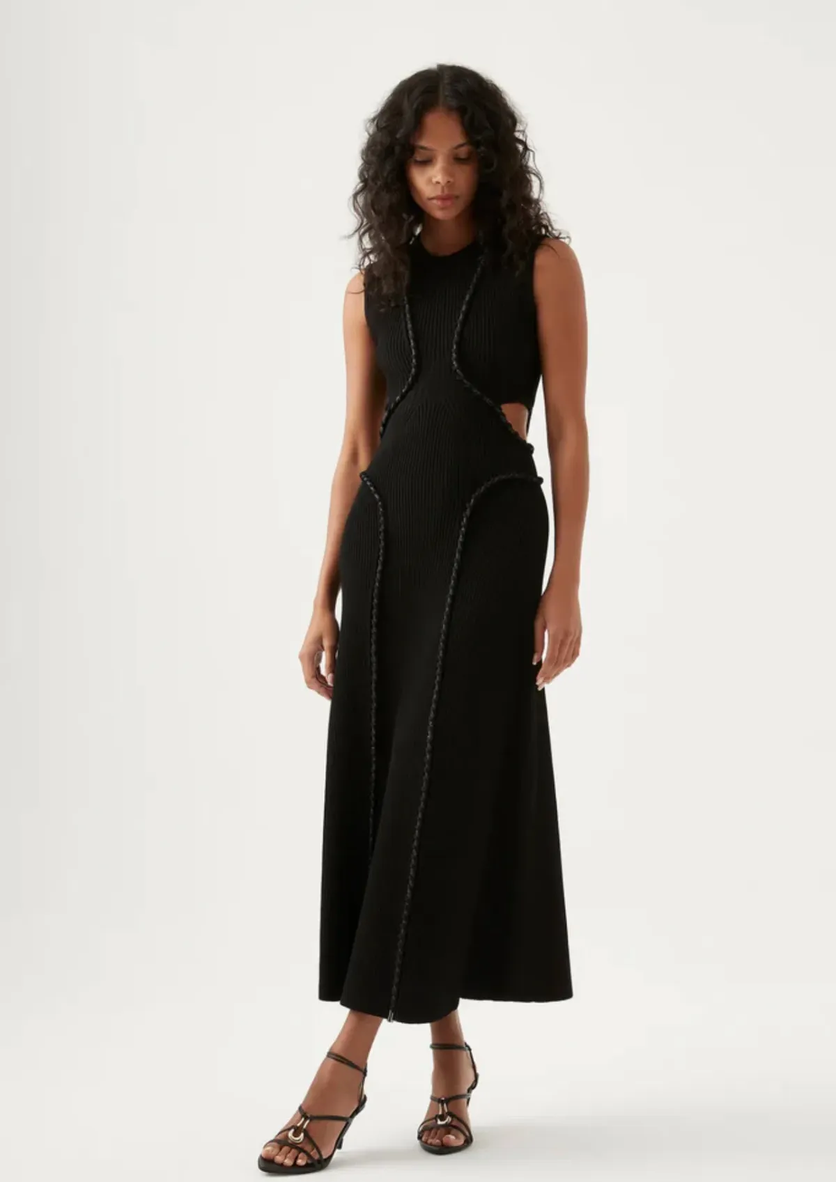 Aje Arp Cut Out Knit Midi Dress Black Size AU 12 for rent on The Volte - main image