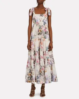 Zimmermann Brighton Antique Floral Shoulder Tie Maxi Dress Blush Size 1 / AU 10 for rent on The Volte - image 1