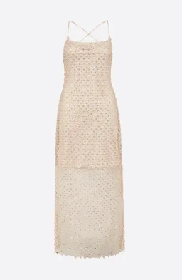 Manning Cartell Crochet Sequin Slip Dress in Buff Nude Size 12 for rent on The Volte - image 3