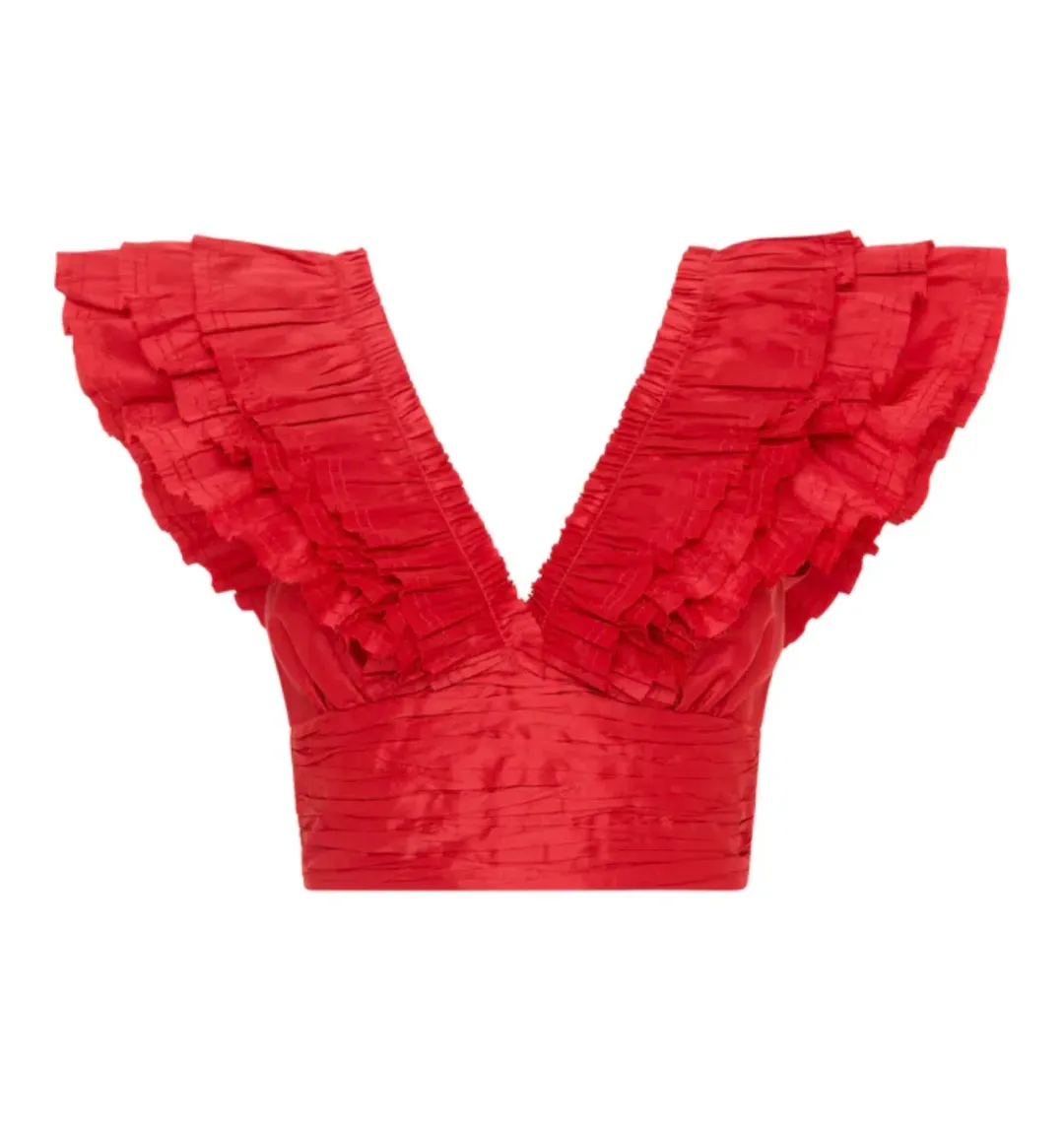 Aje Rhythmic Frill Bodice & Tiered Mini Skirt Set Scarlet Size 10 for rent on The Volte - main image