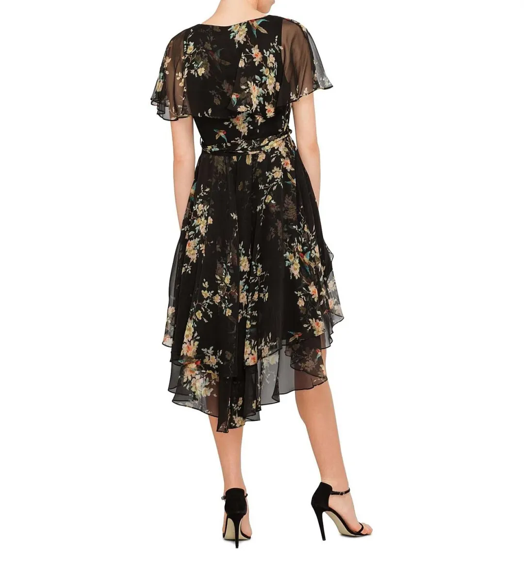 Zimmermann Maples Wrap Dress Black Bird Floral Size 0/AU 8 for rent on The Volte - main image