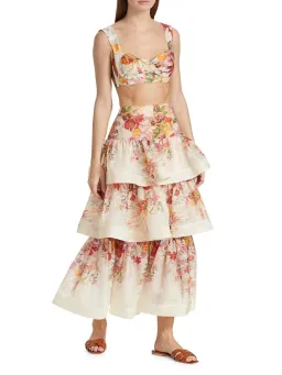 Zimmermann Wonderland Bralette and Tiered Skirt in Elka Poppy Ivory Print Size 0/AU 8 for rent on The Volte - image 1