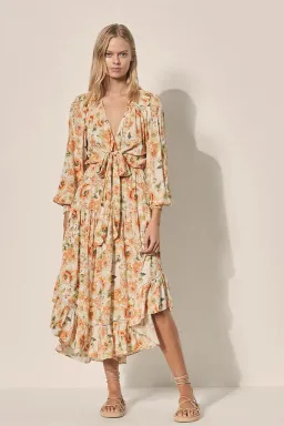 Kivari Everly Tie Front Midi Dress Floral Size 6 for rent on The Volte - image 2