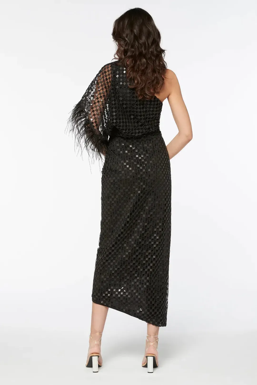 Manning Cartell Checkerboard Sequin Event Dress Black Size 6  for rent on The Volte - main image