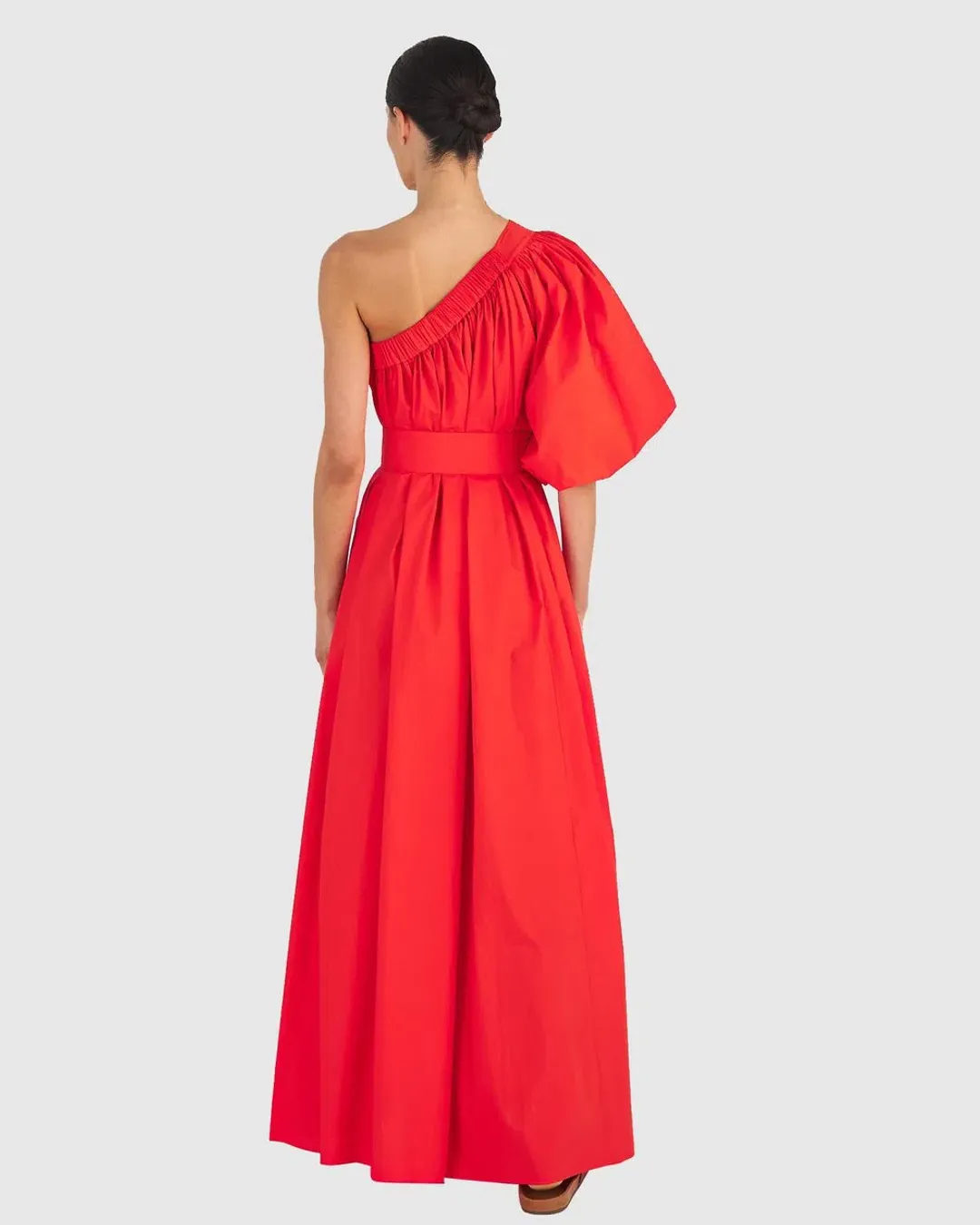 The Oroton One Shoulder Dress in True Red Size 8 for rent on The Volte - main image
