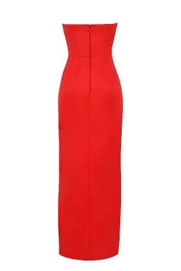 House of CB Adrienne Satin Strapless Gown Scarlet Red Size Large / Au 12 for rent on The Volte - image 10