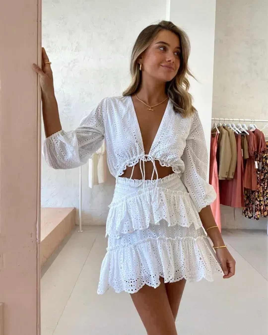 Issy Whispers Dress White Size AU 8 for rent on The Volte - main image