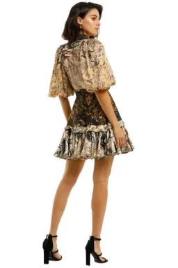 Leo Lin The World Silk Linen Dress Brown Size AU 6 for rent on The Volte - image 3