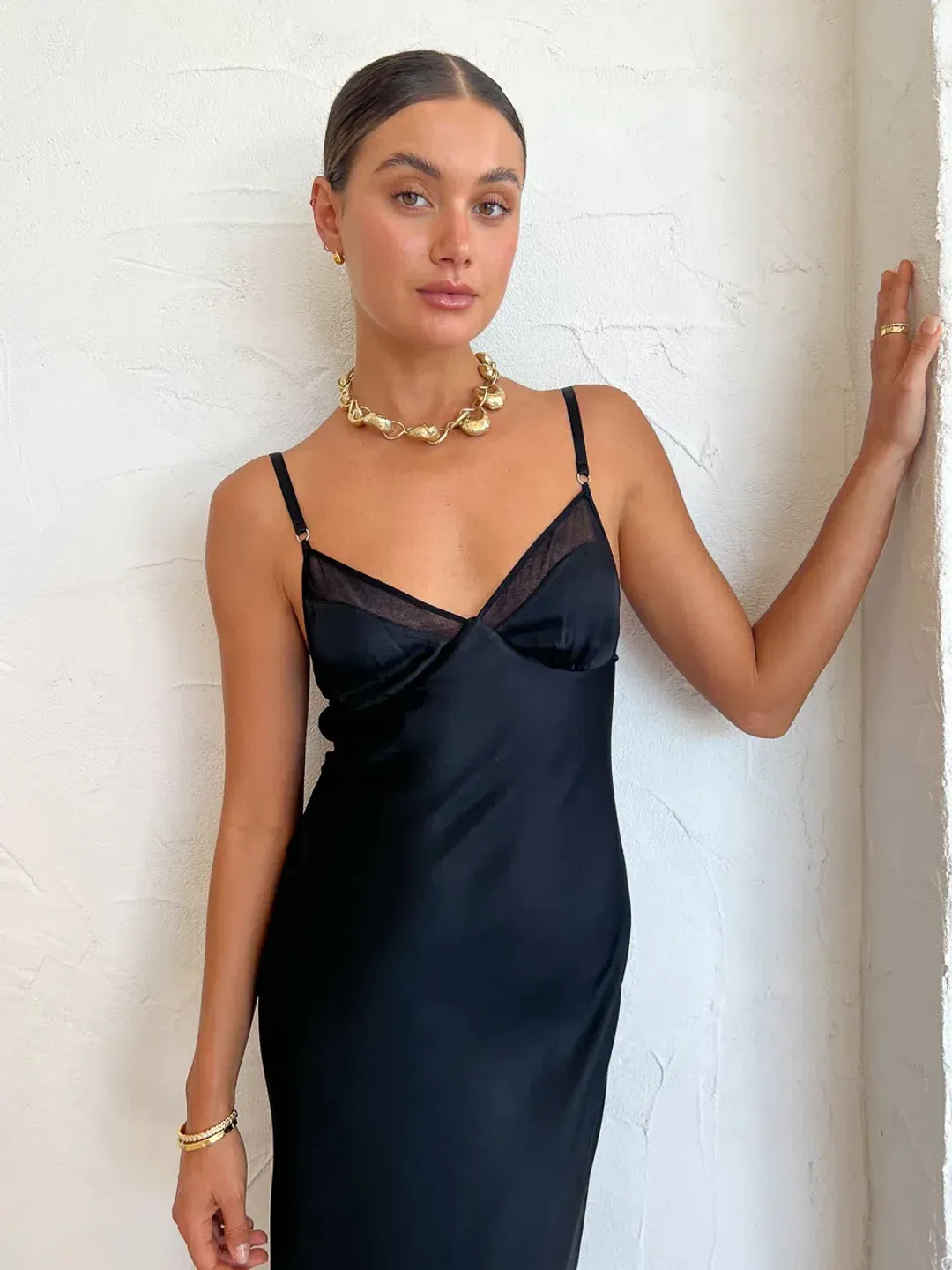 Bec & Bridge Joelle Maxi Mesh Cut Out Open Back Dress Black Size AU 8  for rent on The Volte - main image