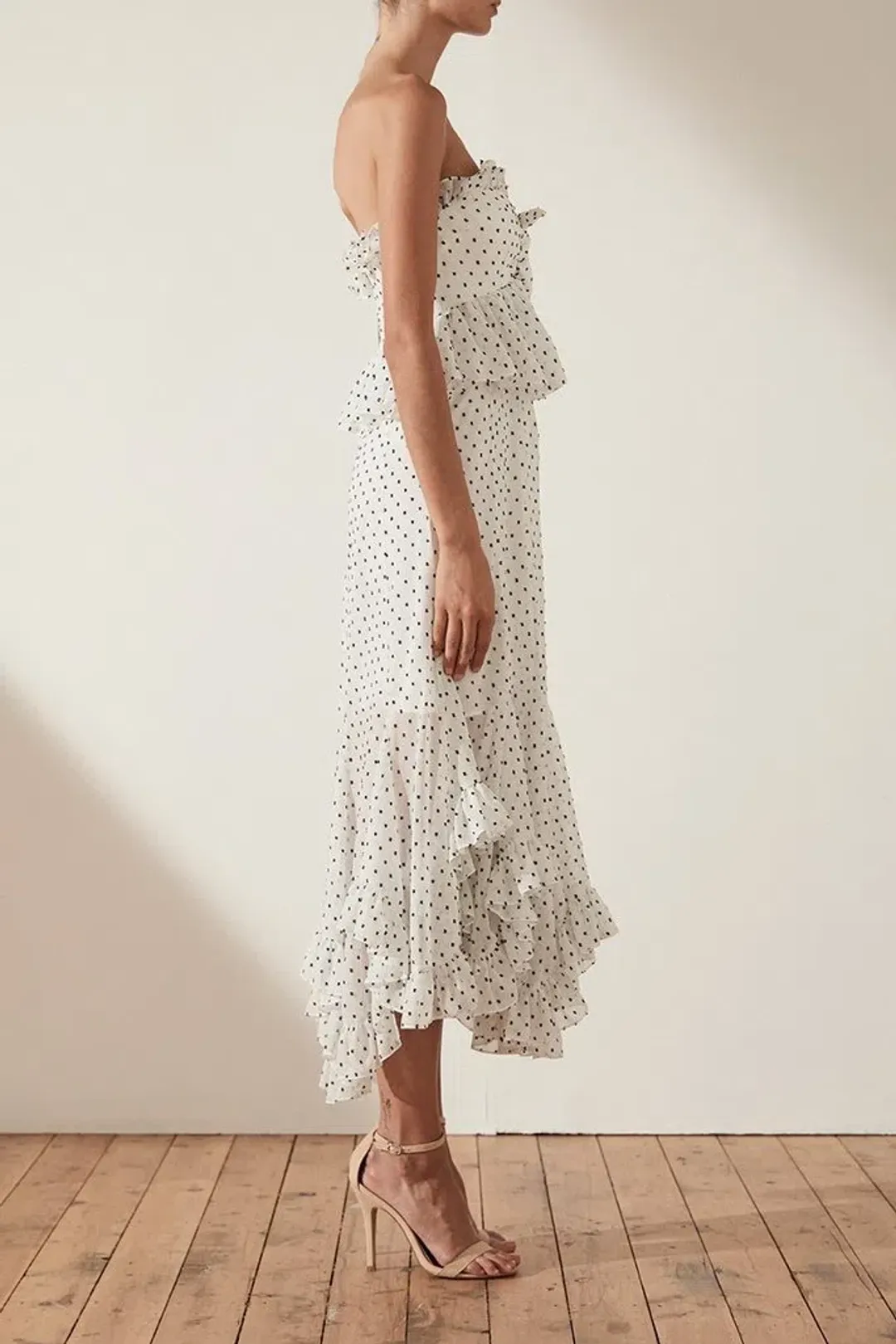 Shona Joy Wilder Tie Front Godet Midi Dress White Size AU 8 for rent on The Volte - main image