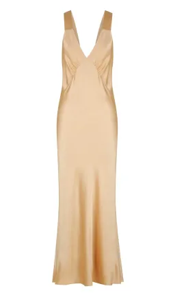 Shona Joy Felicity Plunge Midi Dress in Porcini Gold Size 6 for rent on The Volte - image 3