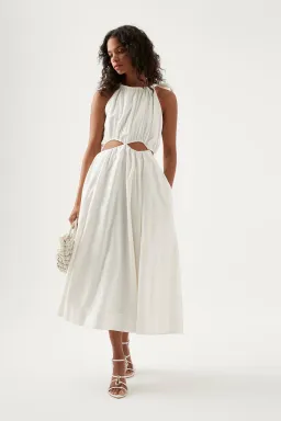 Aje Henriette Tie Strap Midi Dress Cutouts White Size 12 for rent on The Volte - image 1
