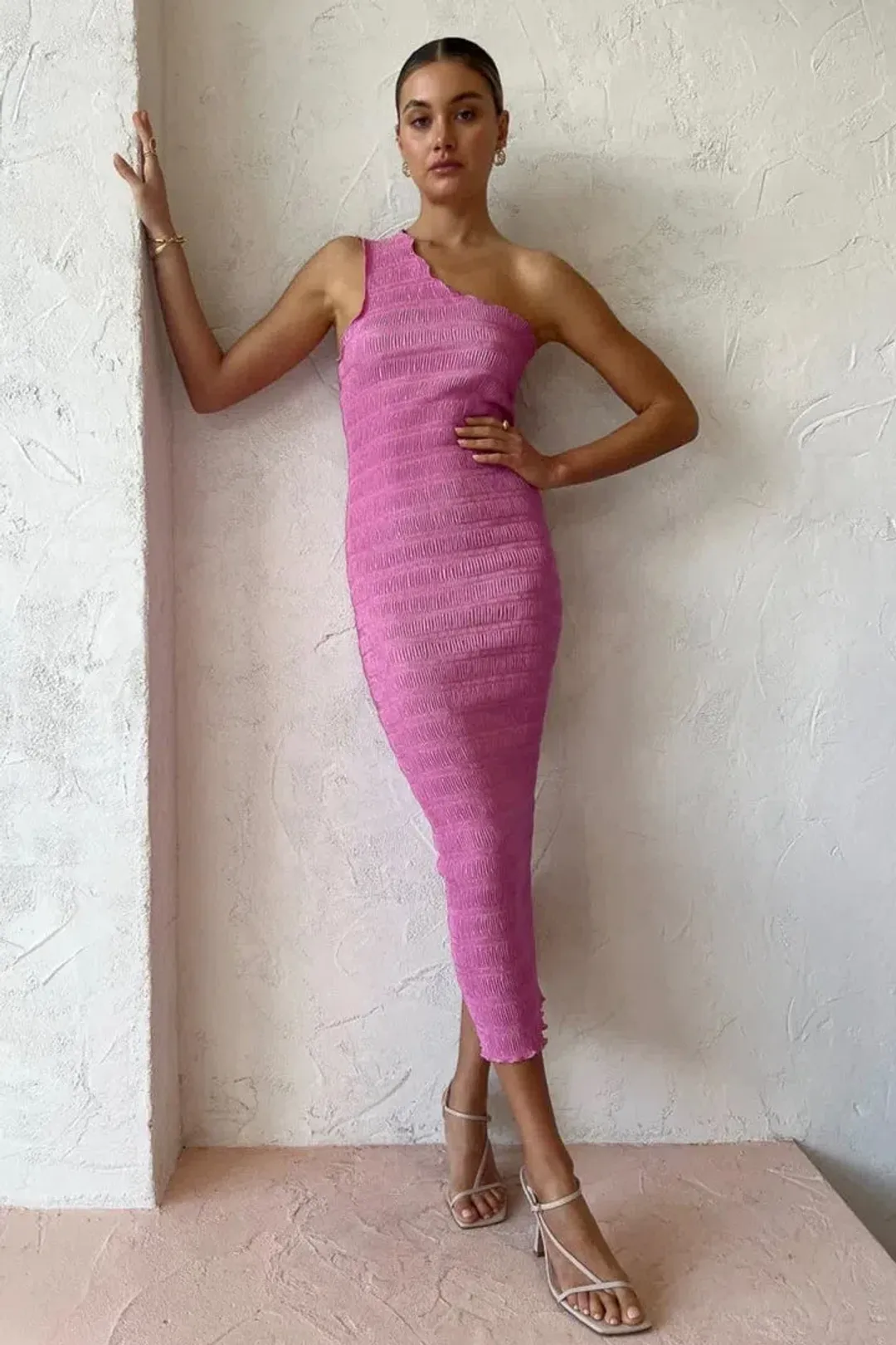 Lidee Gigi Smocking Gown in Hot Pink Size 10 for rent on The Volte - main image