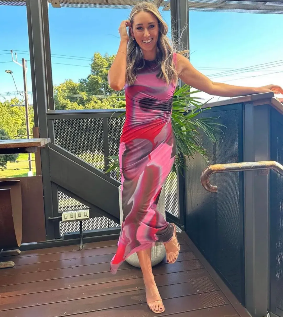 Scanlan Theodore Italian Watercolour Print Dress in Raspberry Size AU 10 for rent on The Volte - main image