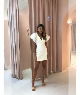 Acler Raven Mini Dress in Ivory Size 6 for rent on The Volte - image 2