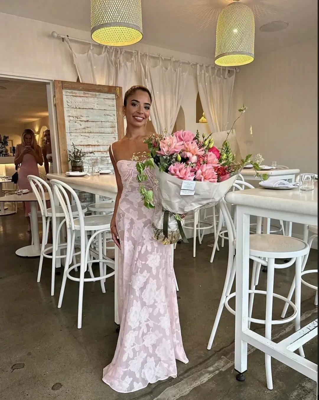 House of CB Seren Corset Lace Back Maxi Dress Pink Size M / Au 10 for rent on The Volte - main image