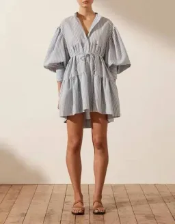 Shona Joy Roberta Balloon Sleeve Tiered Mini Dress Blue Size 12 / L for rent on The Volte - image 4